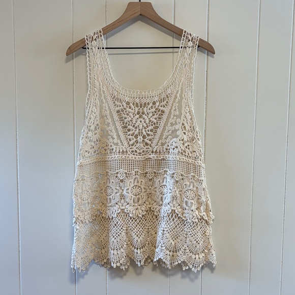 Noelle Cream Crochet Lace Top - Picture 3 of 5